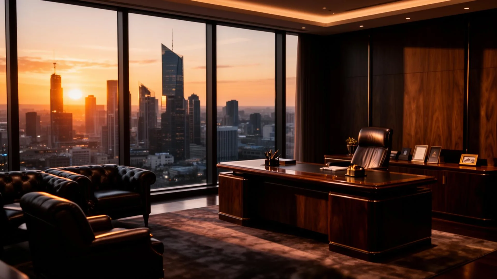 Quiet city skyline at dusk